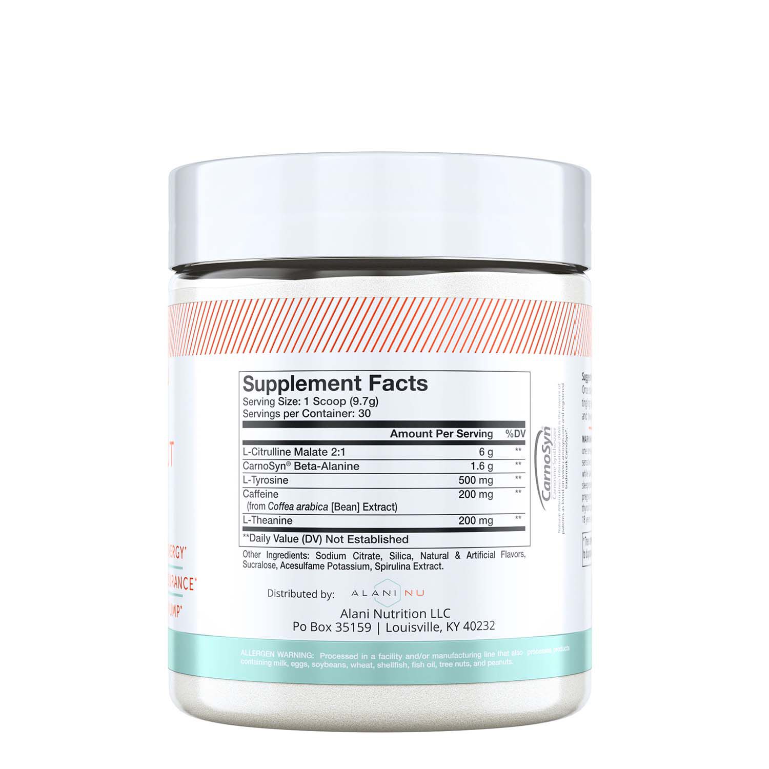 561372 Alani Nu Alani Nu PreWorkout Breezeberry provides 30 servings